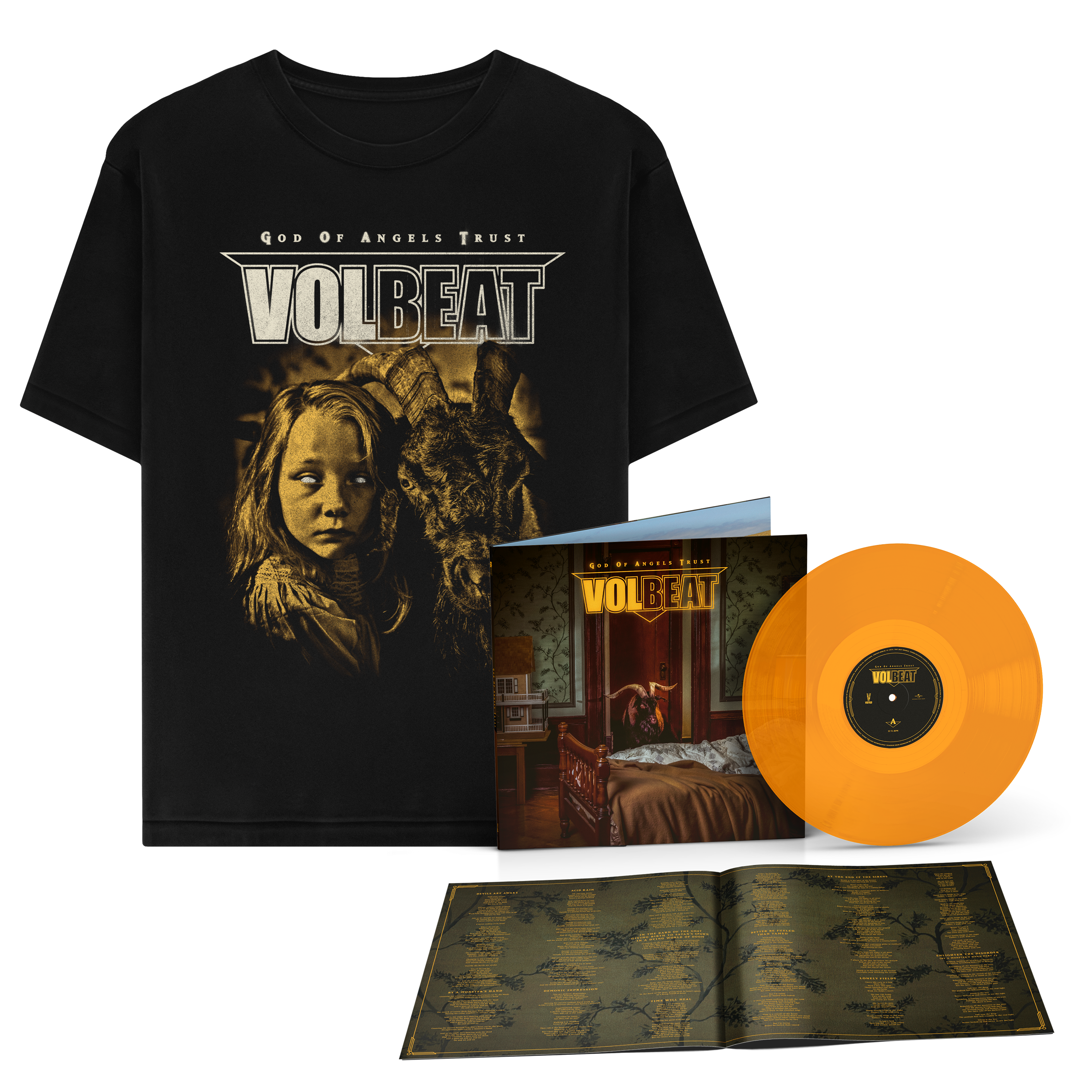 Volbeat God Of Angels Trust LP Lamplight Glow + T-Shirt 400048