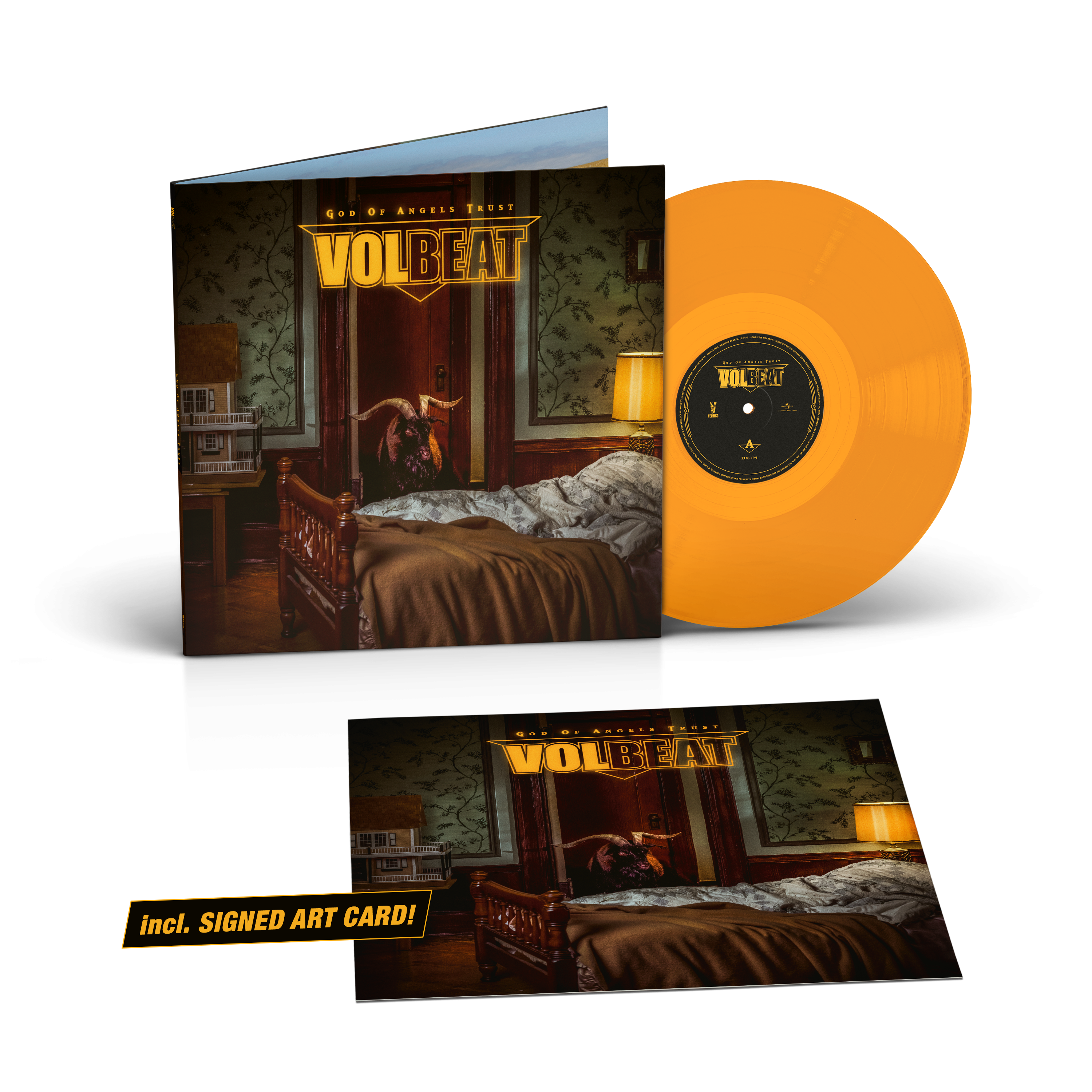 Volbeat God Of Angels Trust Ltd. LP Lamplight Glow + signierte Art Card 409301